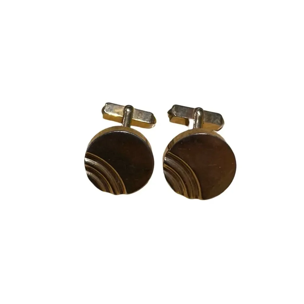 Vintage Big Gold Circle Cuff Links from Swank